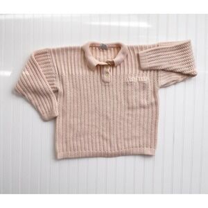 vtg One Step Up pastel peach‎ chunky collared sweater